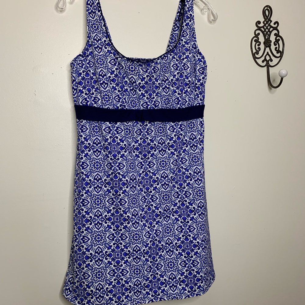 Lands' End Deep Sea Majolica Swim Dress 1 Piece